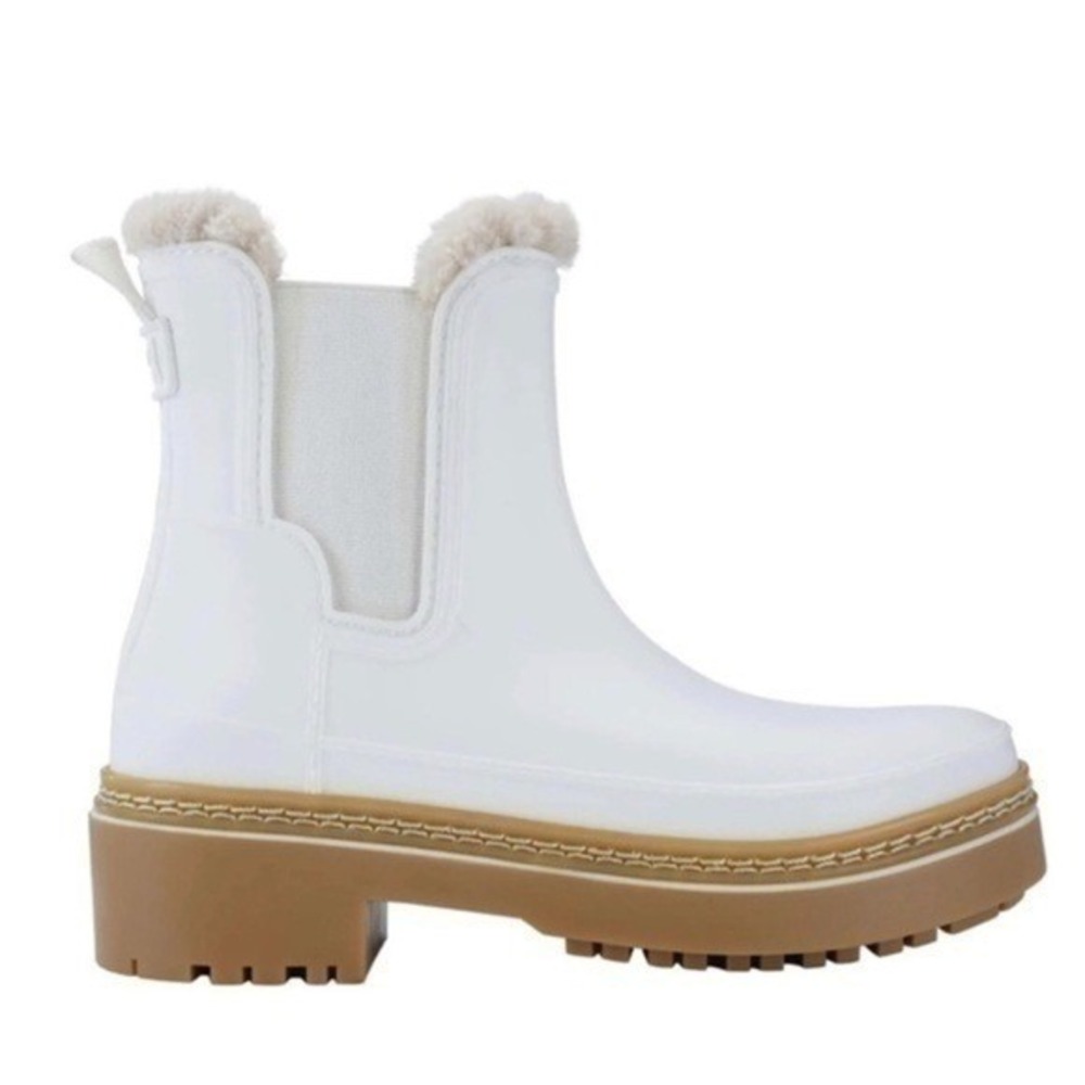 Marc Fisher LTD Fargo White Faux Fur Lined Waterproof Chelsea Rain Boots Size 10 - Picture 10 of 10